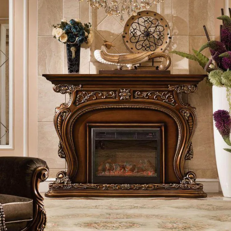 European-style carved villa American classical decorative cabinet fireplace