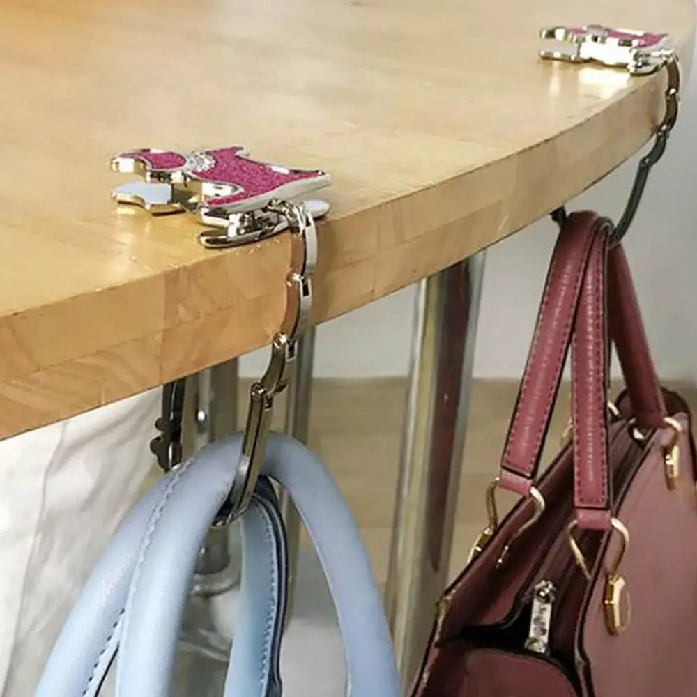 Portable Folding Handbag Hook Holder Purse Hanger Table Edge Hanging Hooks for Handbag Decoration Women Bag Organizer