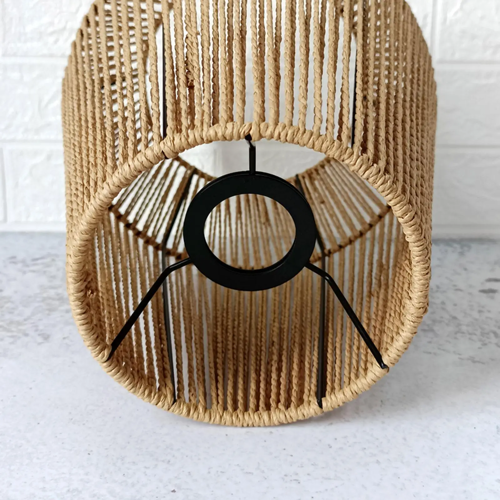 Paper Rattan Chandelier Lampshade Handwoven Ceiling Light Shade Frame for Cafe Hotel Bar Bedside Lamp Standing Lamp