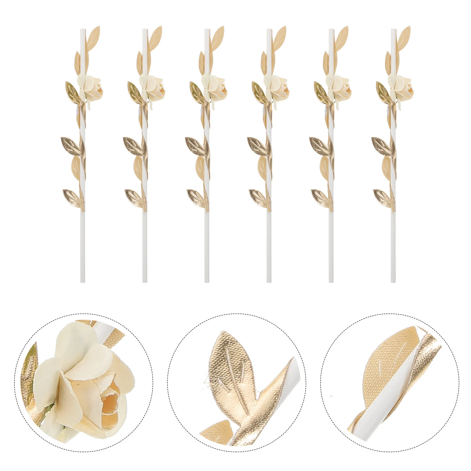 

6 Pcs Wedding Cake Decorations Cupcake Topper Flowers Rose Decorating Toppers Artificial