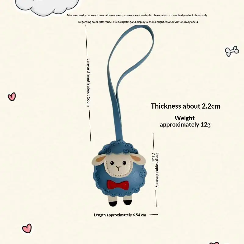Niedlicher Schaf-Schlüsselanhänger aus PU-Leder, Cartoon-Lamm-Taschenanhänger für Rucksack, Autoschlüsselhalter, Dekoration, Neujahrsgeschenk 2027 – Detail 10
