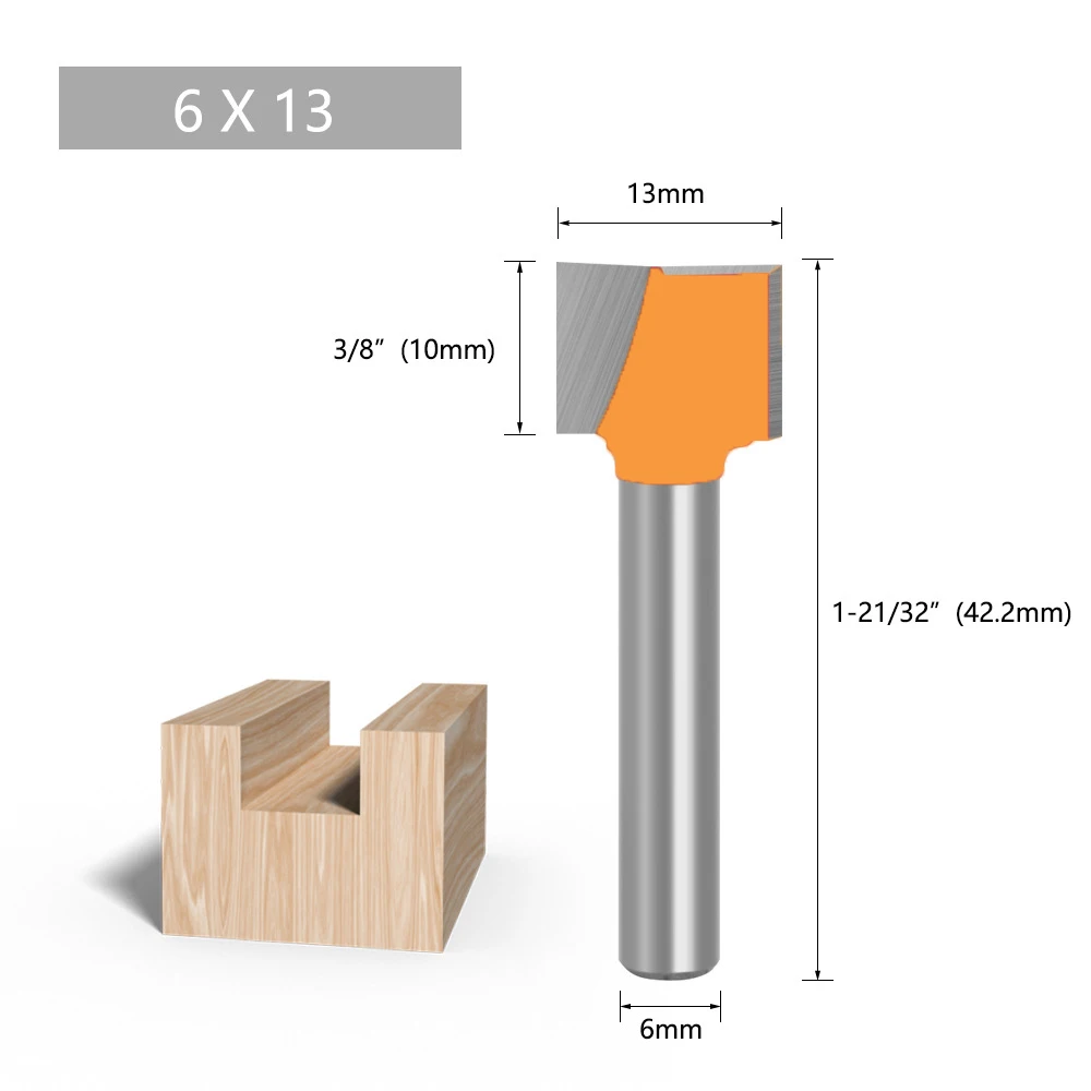 1PC 6MM Shank Milling Cutter Wood Carving Cleaning Bottom Bit Straight Router Bit Set Clean Milling Woodworking Power Machine-C