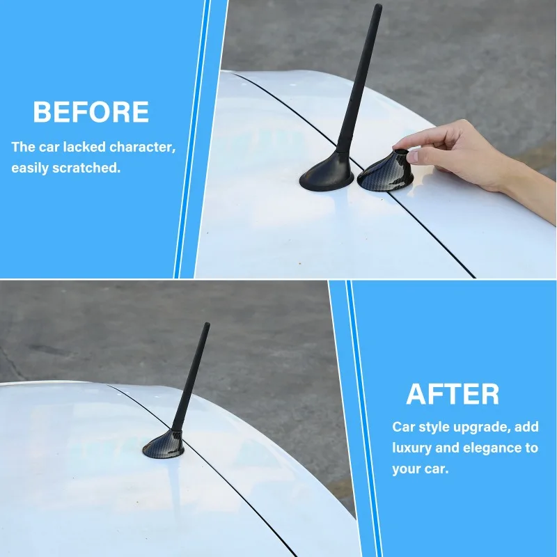 ABS Carbon Fiber Exterior Dome Shark Fin Antenna Cover Trim Roof Aerial Cap Shell For Fiat 500 Abarth 595 2010-2015 Accessories view 2