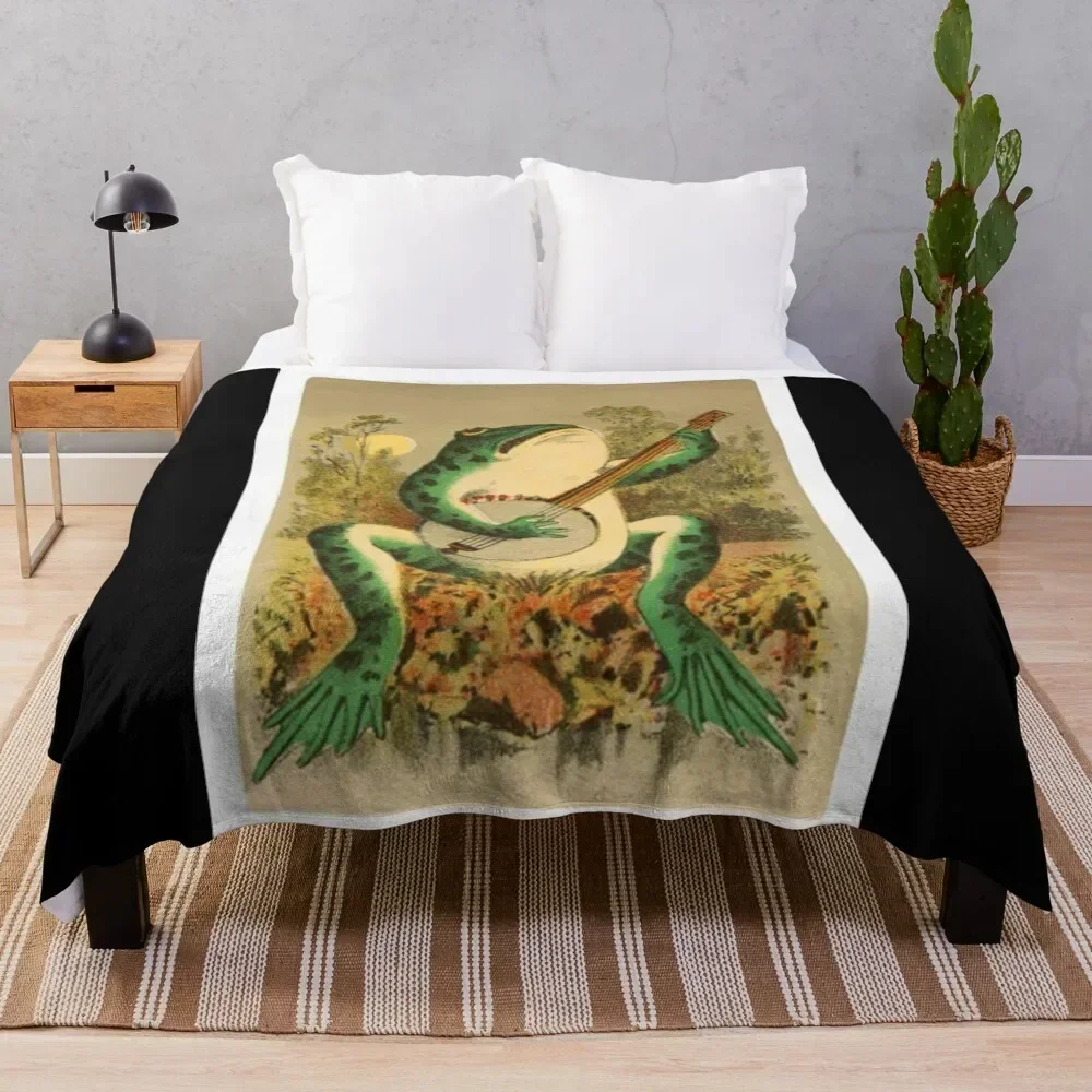 

frog with a banjo Throw Blanket