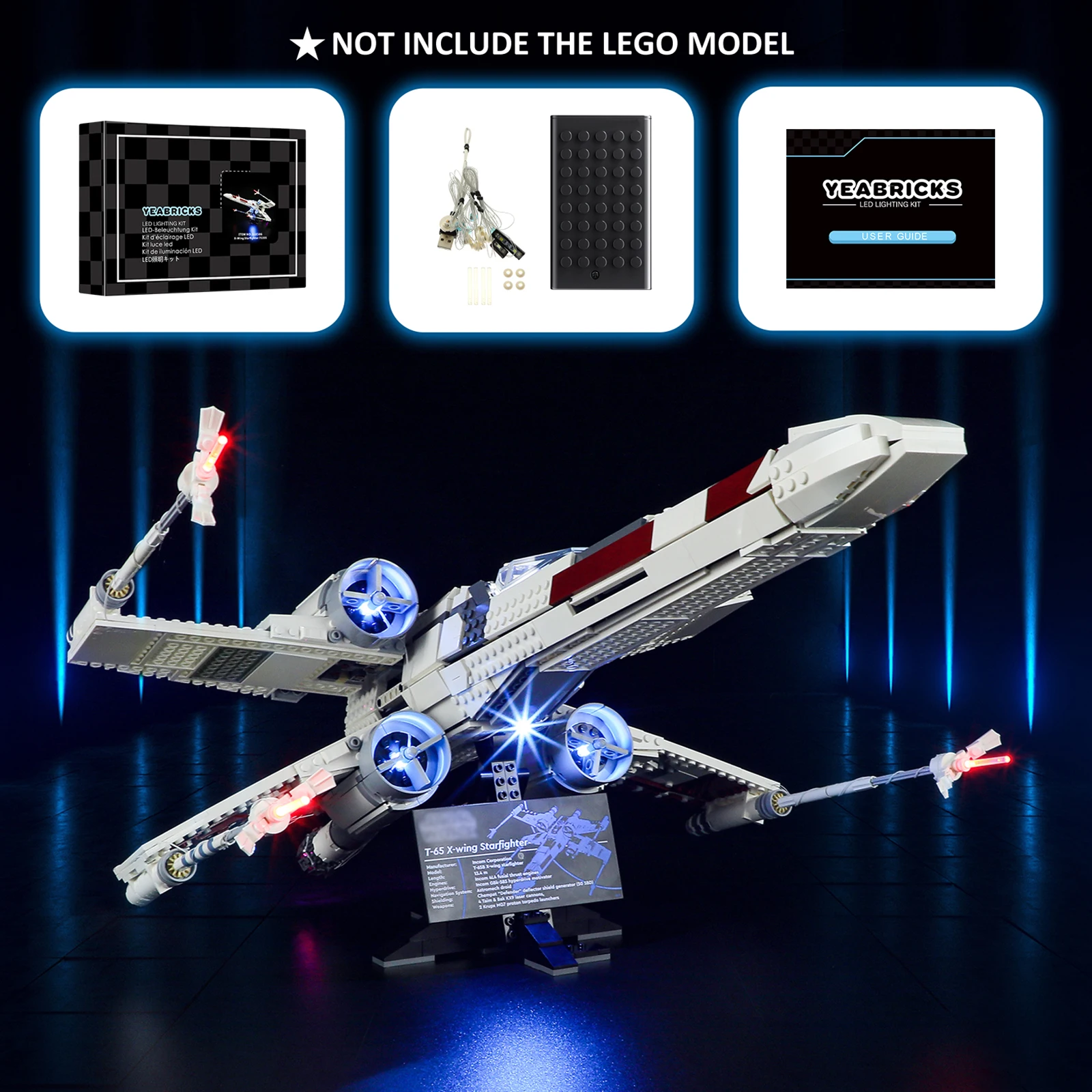 

YEABRICKS LED Light Kit for 75355 X-Wing Fighter Building Blocks Set (NOT Include the Model) Bricks Toys for Children