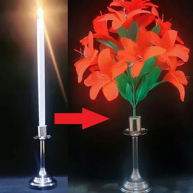 Candle to Flowers by YG Magic Tricks Close Up Stage Illusions Gimmicks Mentalism Props Lighted Candle Vanishes to Bouquet Magia