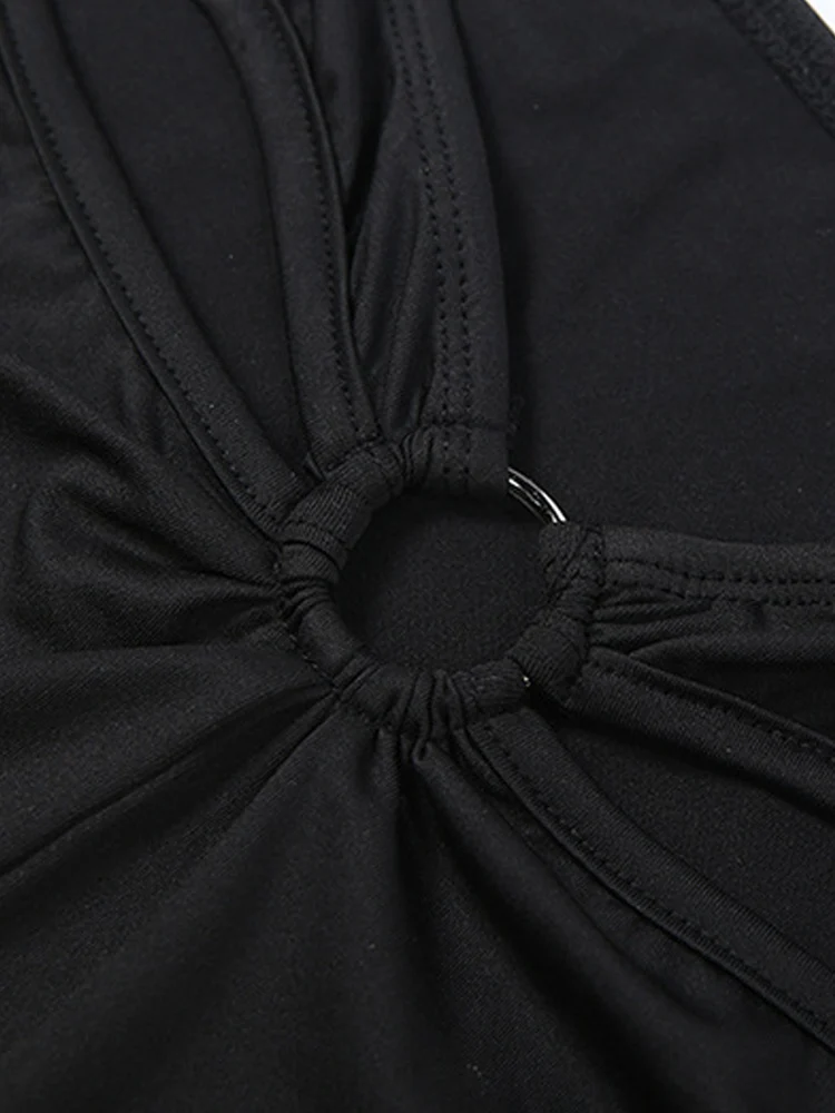 Kricesseen Sexy Women's Hollow Out 2 Piece Outfit New Long Sleeve Cut Out Crop Top & High Slit Maxi Skirt Set Clubwear