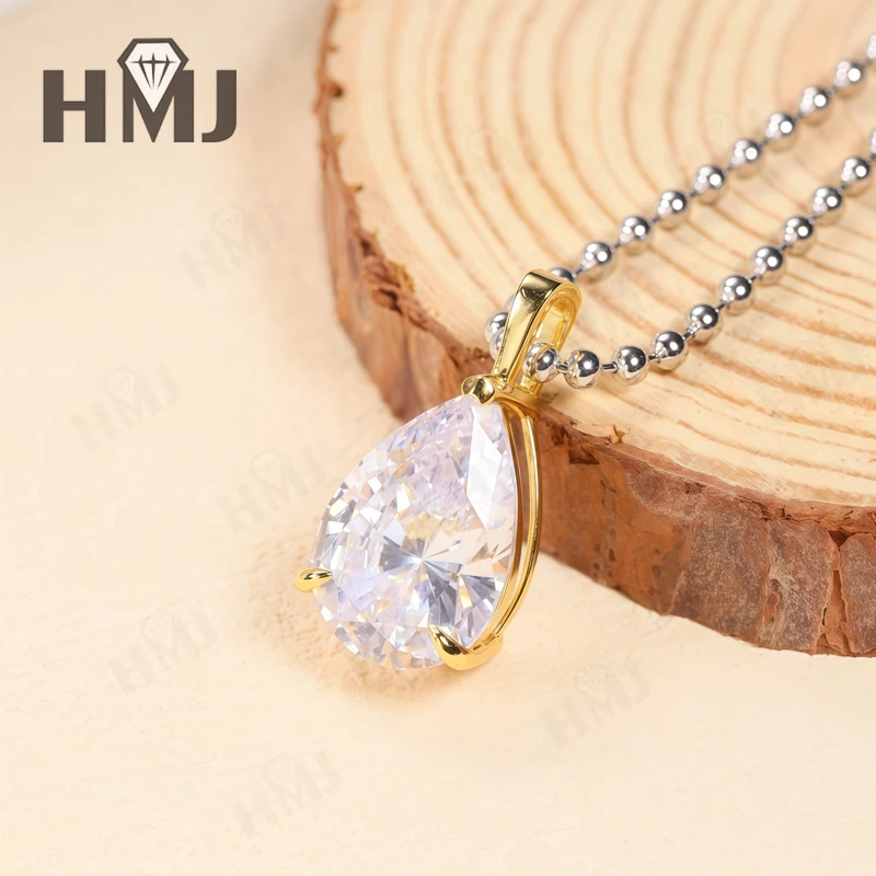 Gargantilla con colgante de gota de agua, collar de moissanita de plata 925 con forma de pera, cadena apilable para fiesta, boda, accesorios de lujo, moda