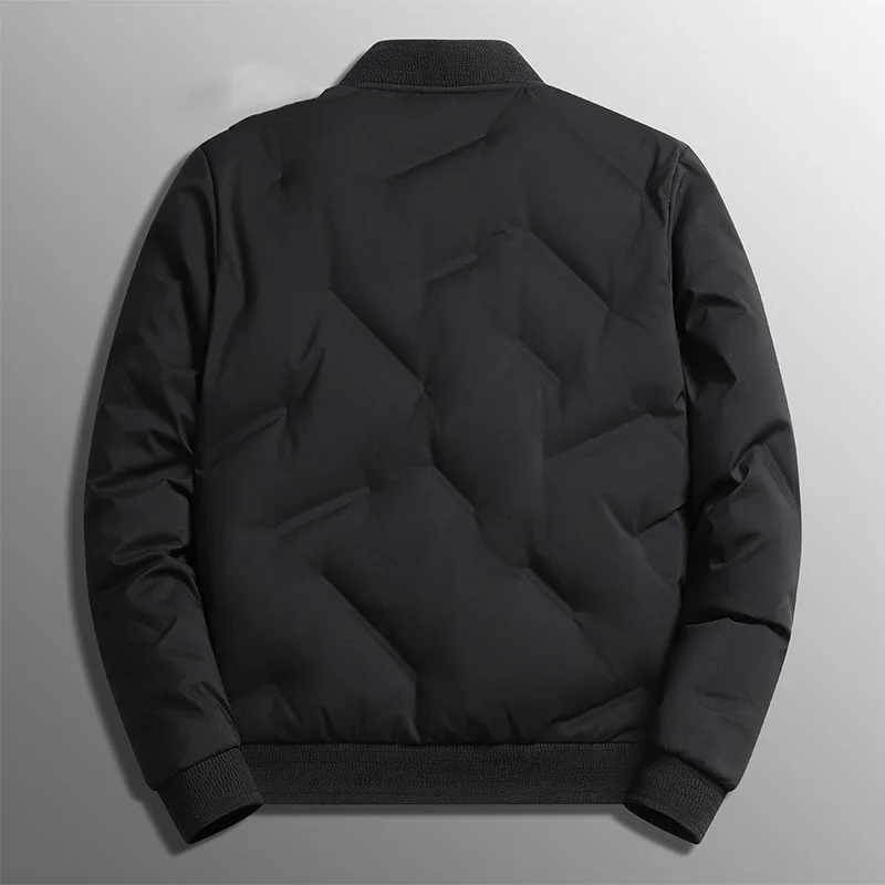 2025 رجل أسفل سترة الشتاء الباردة واقية طويلة الأكمام معطف الذكور بلون الوقوف طوق سستة الأعمال ملابس خارجية الرجال عادية