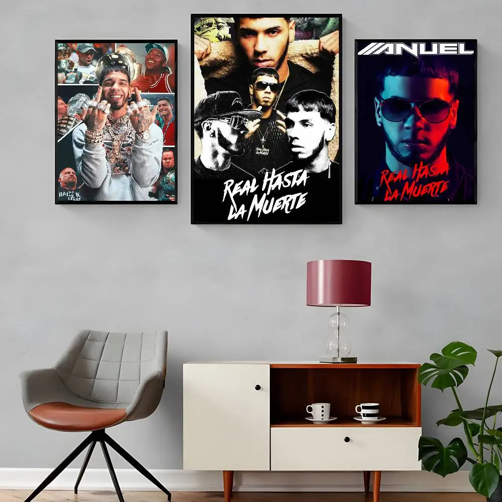 1 szt. Plakat z listą utworów Anuel AA Real Hasta La Muerte, wysokiej jakości druk, wodoodporny, naklejka ścienna do baru, salonu, dekoracja, prezent