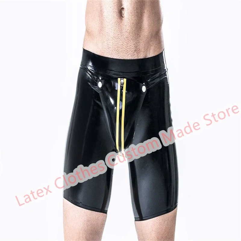 

Latex Shorts Panties Front Cod Piece Open Hole Sexy Short Pants Rubber Men's U Pouch