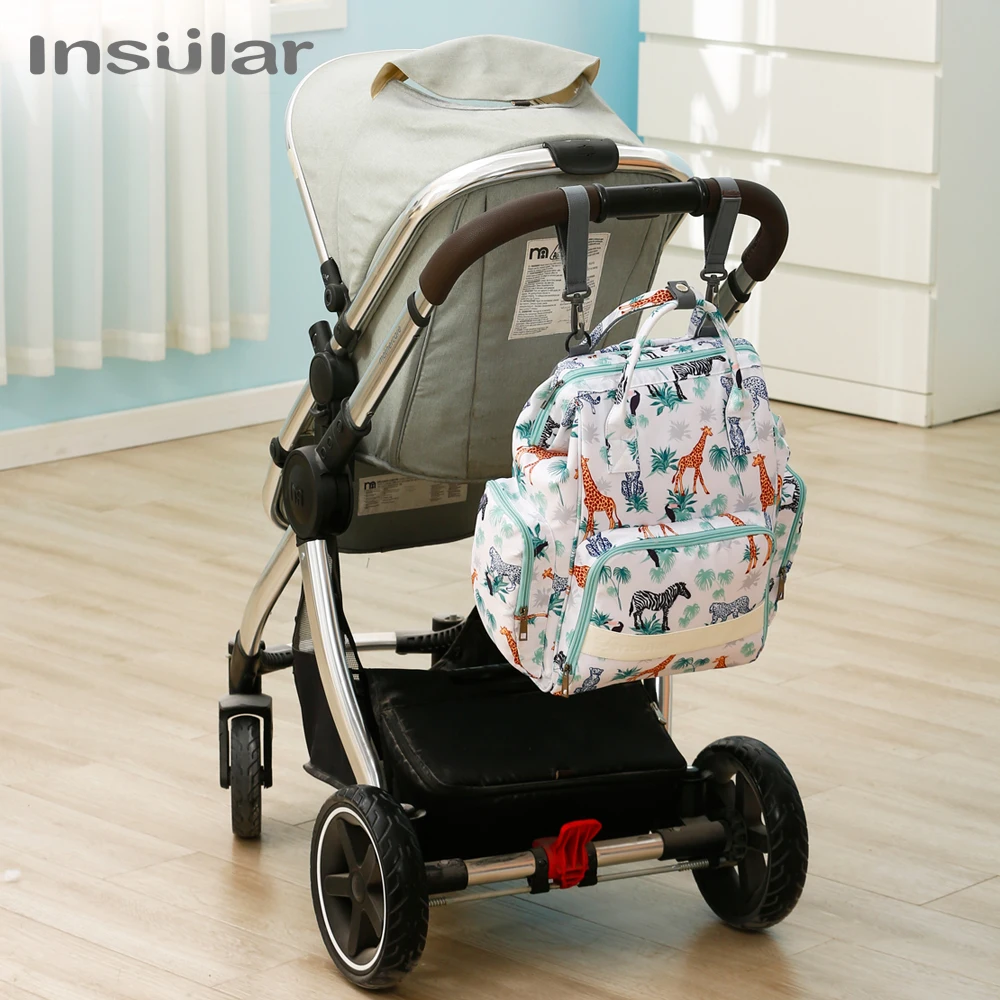 Insular Baby Diaper Backpack Fashion Mummy Travel Stroller Bag Large Capacity Mother Bag Carrying Pregnant Baby Nappy Backpack