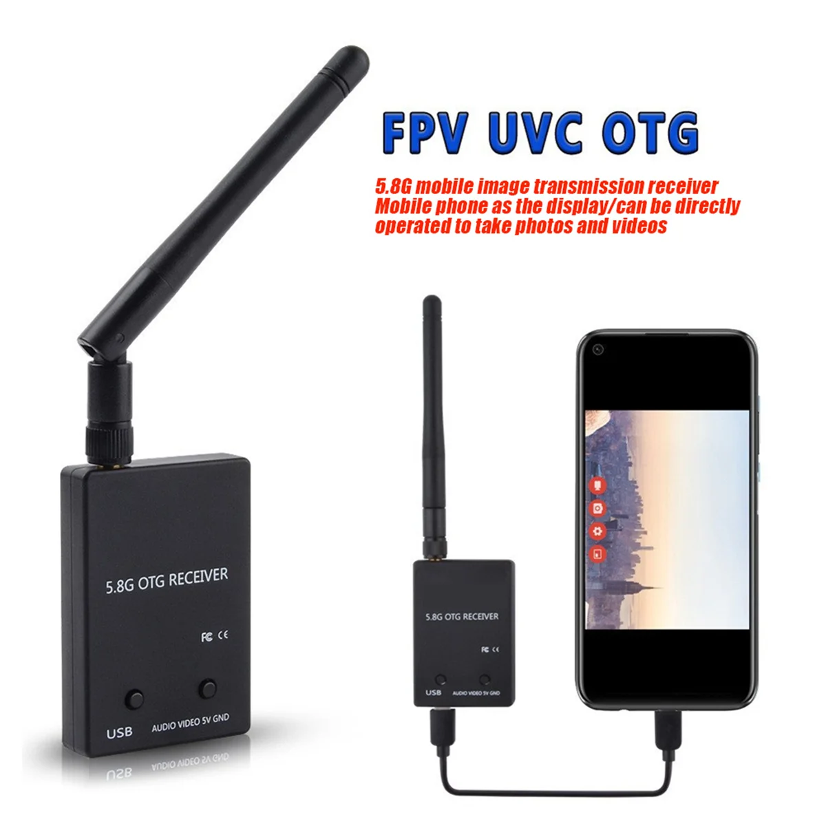 UVC OTG 5.8G 150CH Audio FPV Receiver Full Channel for Android Phone Tablet Transmitter RC Drone Parts