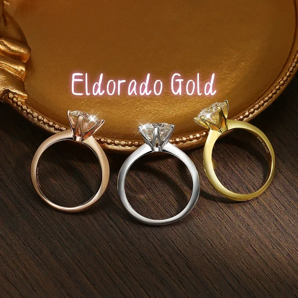 

Eldorado Gold New D VVS Moissanite Rings for Women 6 Prong Classic Trendy Solitaire Engagement Wedding Band GRA Certified 925 S