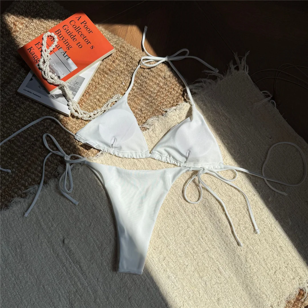 Funkelnder Stern-Neckholder-Bikini mit hohem Beinausschnitt, zweiteiliger Badeanzug für Damen, Badebekleidung, Badeanzug, Badebekleidung für Frauen, Badeanzug V7105 – Detail 9