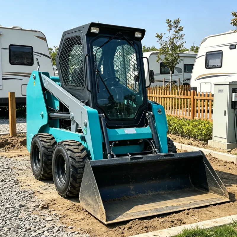 Customized Mini Skid Steer Loader Bucket Trencher Grapple Sweeper Farm Garden Road Cleaning Warehouse