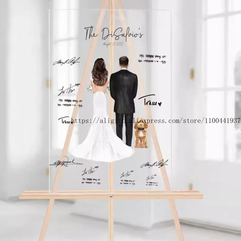 

Wedding Sign-in Card Transparent Acrylic UV Print Festival Supplies Gifts Personalized Custom Design Birthday Party Decor