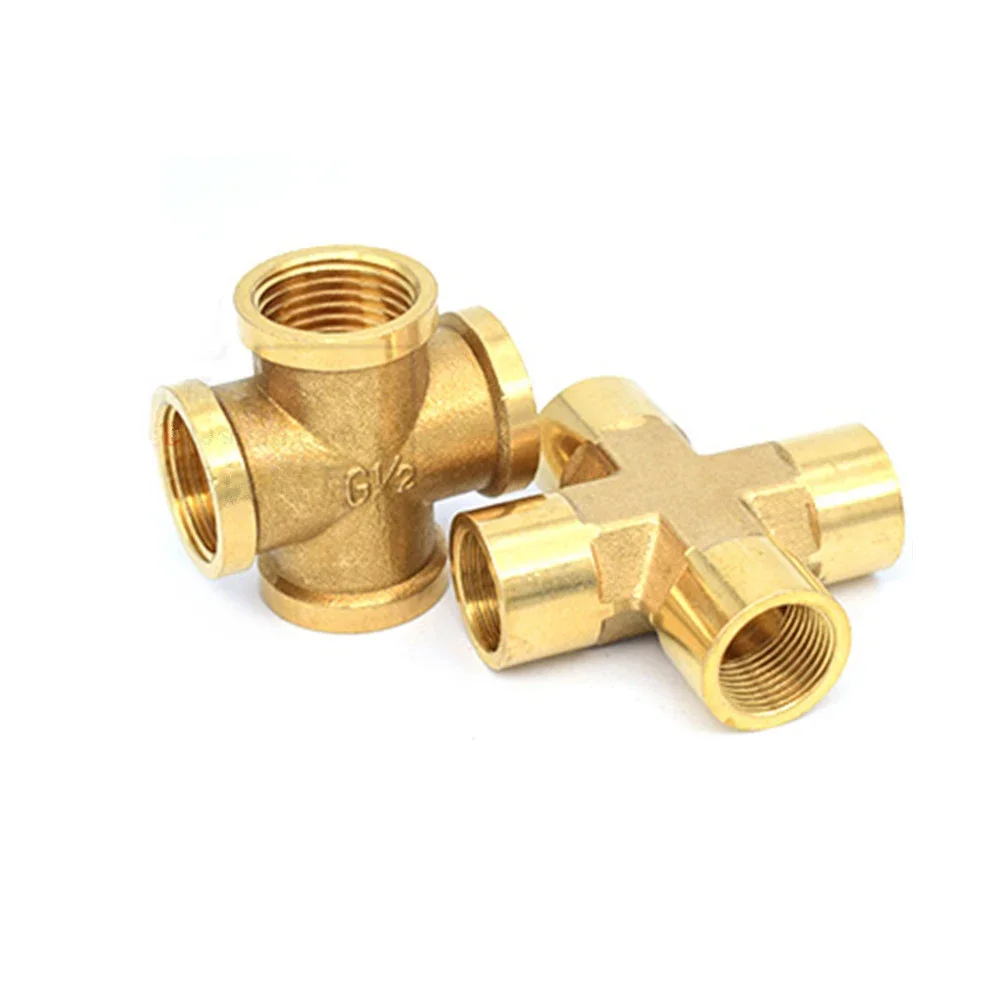 Brass Pipe Fitting 3 Way 4 Way Connector Cross 1/8