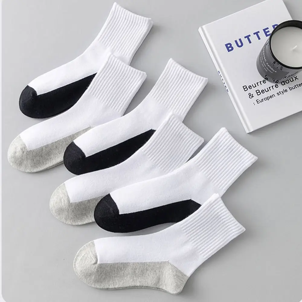 

1 pair Absorbing Sweat Children White Socks Baby Hosiery Solid Color Sport Socks Grey Black Sole Cloth Accessories Men
