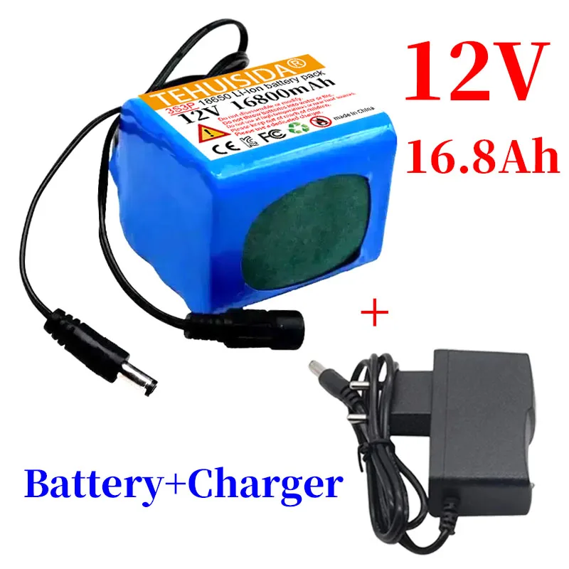Batterie Rechargeable 3S3P 12V 16800mAh 18650 12V avec panneau de protection de batterie au Lithium BMS + chargeur 12.6V pour Scooter électrique