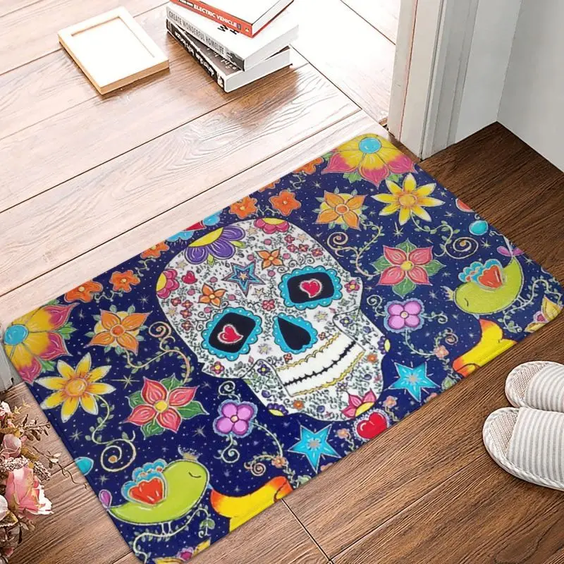 La Calavera Catrina Pattern Doormat Anti-Slip Entrance Bath Kitchen Door Floor Mat Mexican Skull Garage Living Room Carpet Rug