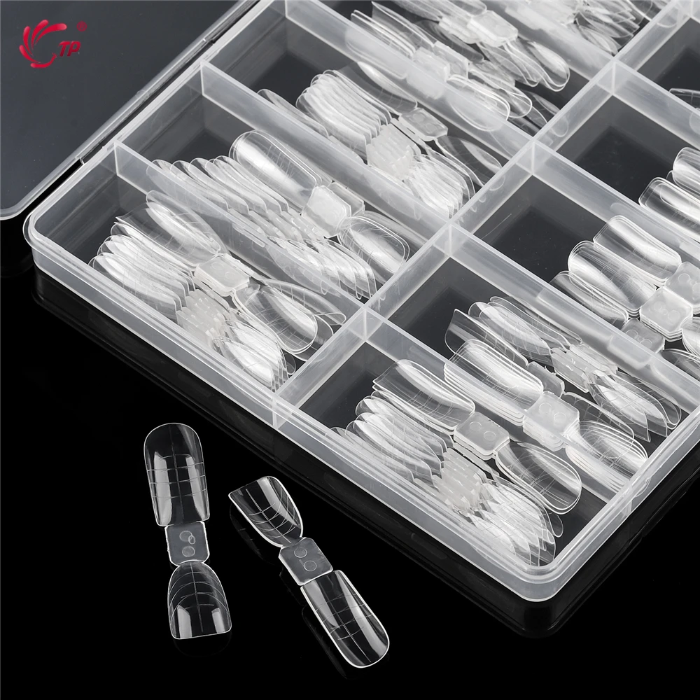 TP 120/140 pz Nuovo Doppia Forme Unghie Stampo Copertura Completa Poly Gel Per Unghie Estensione Superiore Stampi Sistema di Unghie Acriliche Punte False Forme Superiore