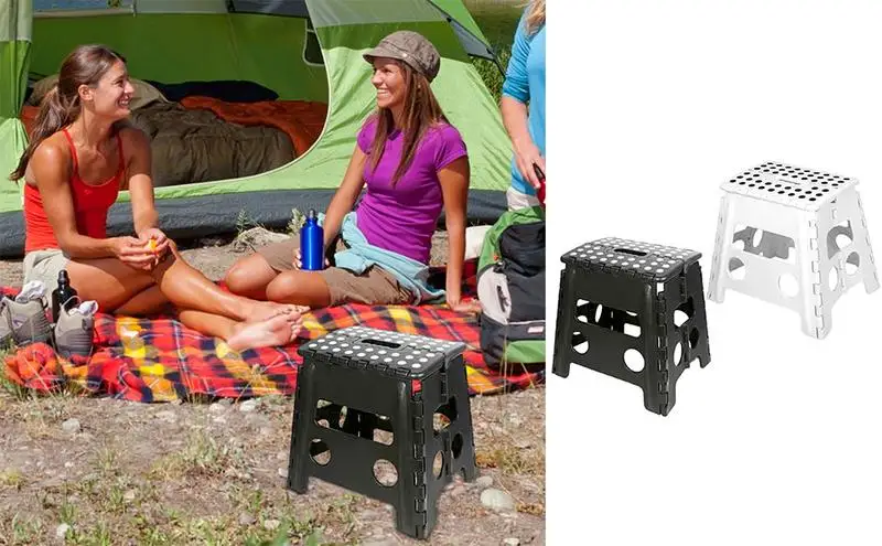 Folding Step Stool With Carry Handle Portable camping Small Stool NonSlip Foot Stool For Kitchen Living Room Bathroom Outdoor