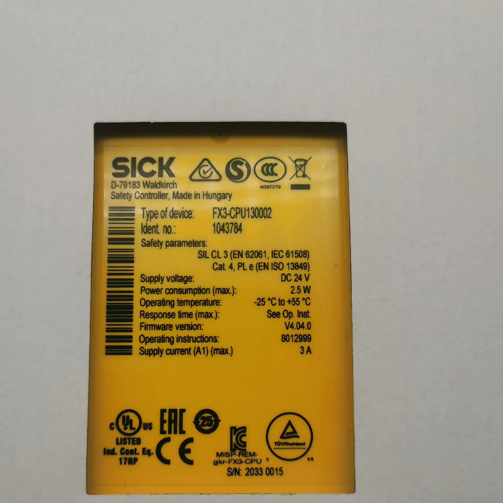 

SICK Original Brand FX3-CPU130002 Order Number 1043784 Sensor Safety Controller NEW In Stock Flexi Compact