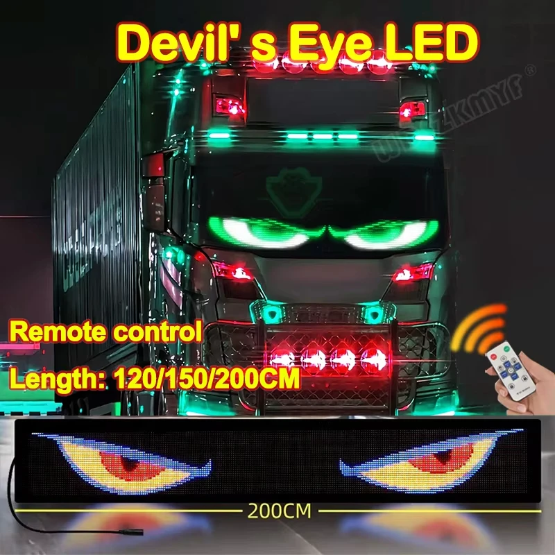 Devil Eyes Truck LED Display Flexible Matrix Panel Remote Control 24V RGB Animation Scrolling Screen Car Windshield Sign Light