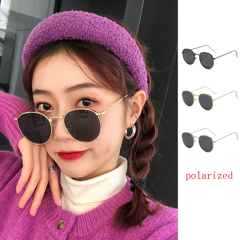 Polarisierte Minimalistische Metall-Rundsonnenbrille für Damen und Herren Einfache Modische Luxus-Sonnenbrille für Outdoor und Autofahren