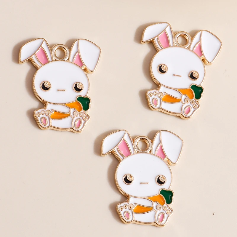 10pcs Enamel Mini Rabbit Charms for DIY Jewelry Making