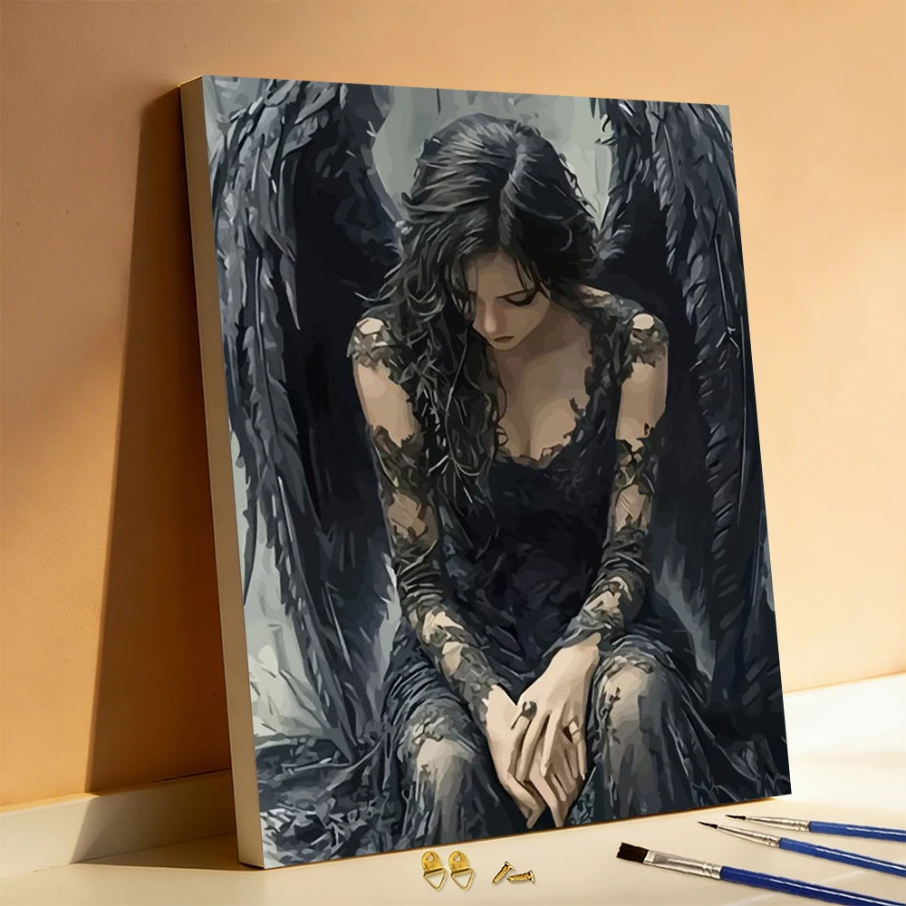 

Huacan Digital Oil Painting Woman Oil Painting By Numbers Wing DIY Drawing By Numbers Art Kits Living Room Modern Home Decor