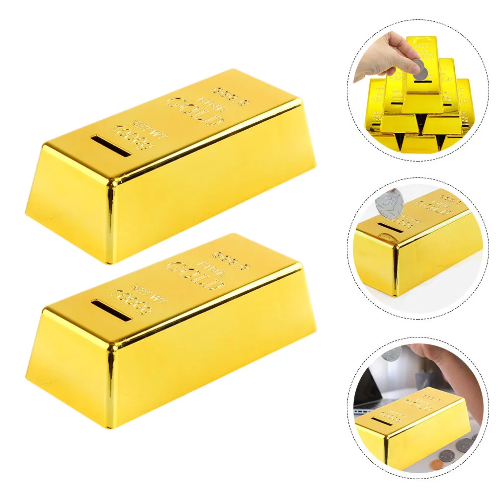กระปุกออมสินรูปแท่งทอง 2 ชิ้น สำหรับเด็ก ตกแต่งบ้านและโต๊ะทำงาน