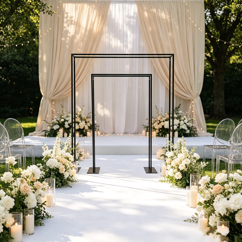 Metal Rectangle Wedding Arch Frame, Customizable Flower Backdrop Stand for Ceremony Reception Birthday Party Indoor Outdoor Even