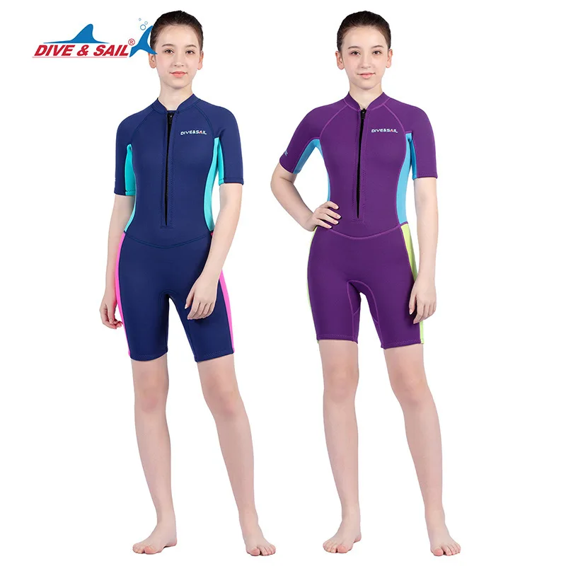 Maillot de bain une pièce à manches courtes pour femmes et enfants, 2.5MM, veste d'eau pour surf froid et plongée en apnée