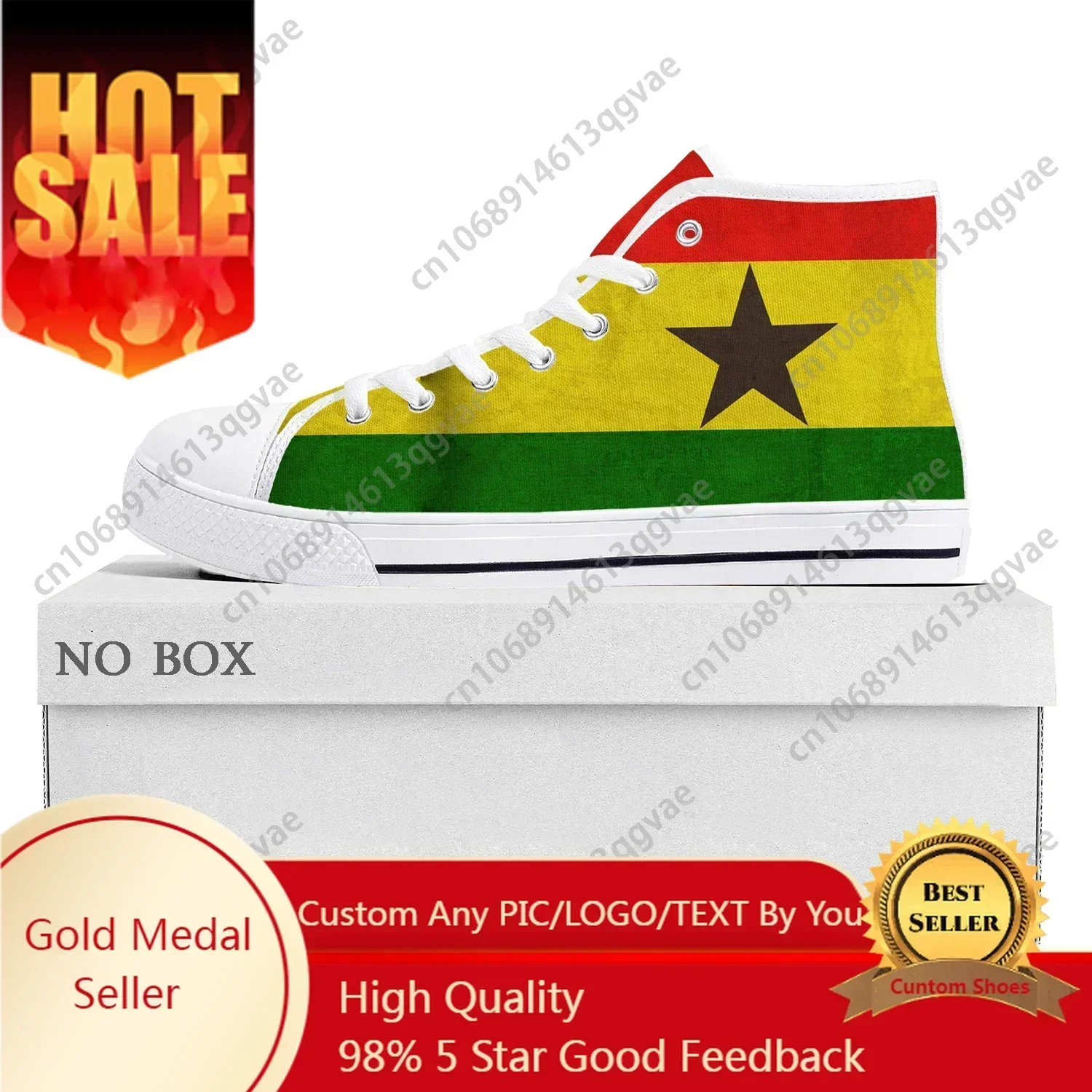 

Ghanaian Flag High Top Sneakers Mens Womens Canvas Sneaker Ghana Casual Couple Shoes Custom Shoe