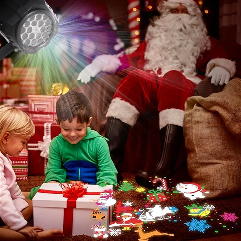 NEW Christmas Projector Lights Outdoor Holiday Laser 16 Pattern Slide LED Projection Lamp for Indoor Party Christmas Decoration
