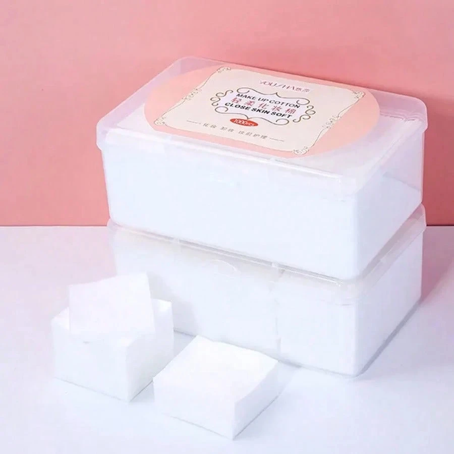 1000Pcs 일회용 메이크업 코튼 물티슈 소프트 리무버 패드 페이셜 클렌징 페이퍼 와이프 코스메틱 패드 박스 포함