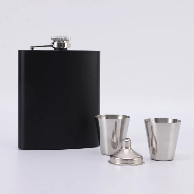 7oz Portable Flagon Hip Flask set black EVA with cup for Whiskey Vodka Wine Pot Alcohol outdoor gift box Drinking Bottle tools