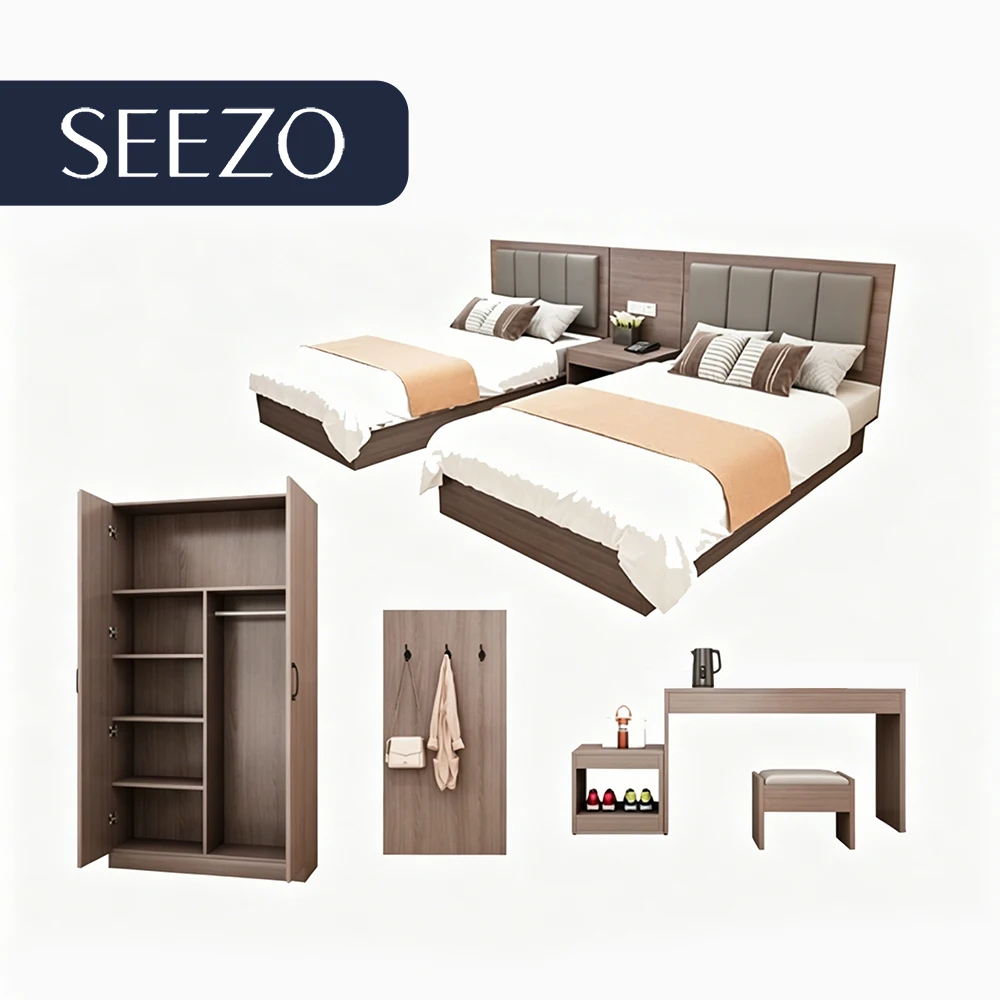 Hotel Furniture Supplier OEM Luxury 3 4 5 Star Hotel Bedroom Furniture Set Apartment Twin Bedroom Set Hotel Room With Mattress