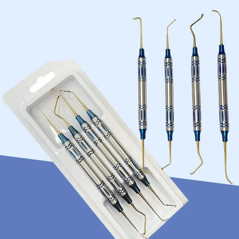 4Pcs Dental Sinus Elevator Lifting Instrument Double Ends Stainless Steel Implant Autoclavable Set