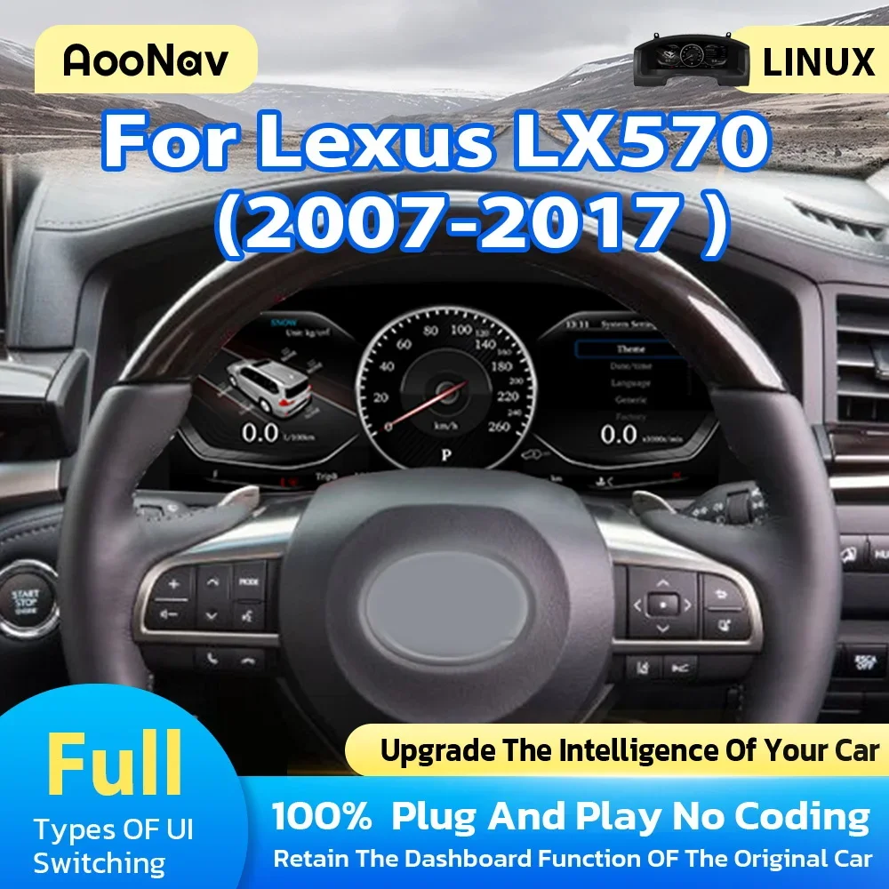 Car LCD Digital For Lexus LX570 2007-2017 Original LCD Stereo Virtual Speedometers Dashboard Player Linux System RHD LHD