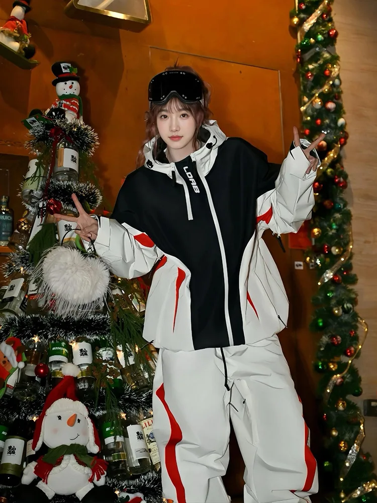 Профессиональный женский лыжный костюм 2025, зимний водонепроницаемый комплект для сноуборда, теплая утолщенная куртка, брюки, зимняя одежда, одежда