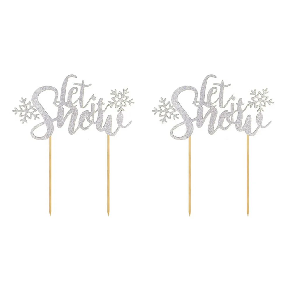 6Pcs Cake Decoration Let It Snow Paper Cake Picks for Christmas Party Cupcake Decor Dessert Table Decorative Supplies view 3