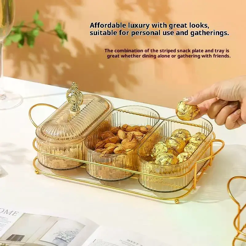 3D-Design-Servierschale, Serviertablett, Organizer, elegantes 3-stufiges Trockenfrucht-Nuss-Display-Tablett mit stilvollem Elchdeckel, nordisch für Früchte