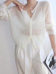 Women's knitted loose long-sleeved cardigan thin coat fashion sweater