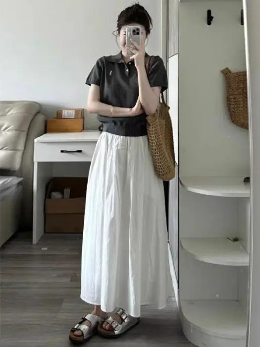 

Comfortable Yellow A-Line Skirt Women's Spring Aosphere Slimming Fairy Skirt High Waist Long Pants Casual Thin Material