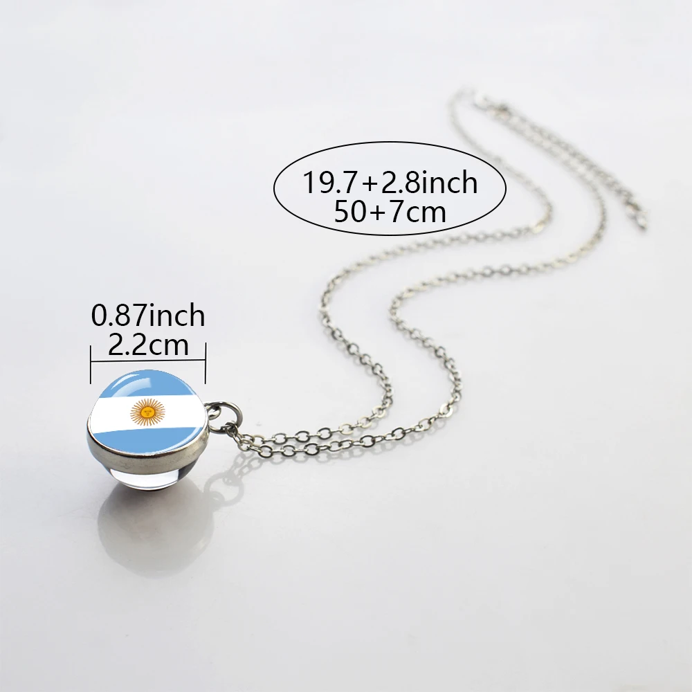 Flags Pendants South America Countries Flag Two-Sided Glass Ball Pendant Necklace Women Men Argentina Brazil Chile Jewelry Gift