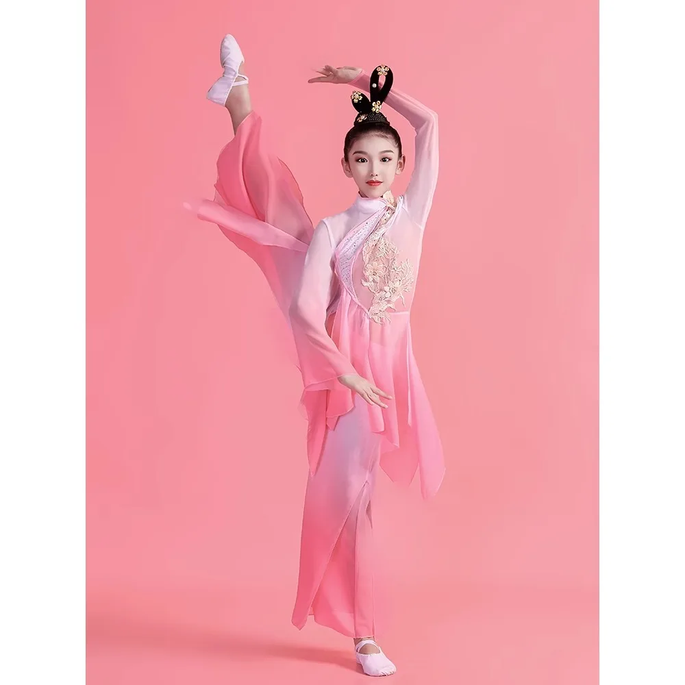 Chinese Kostuum Hanfu Nieuwe Kinderen Klassieke Podium Kostuums Paraplu Dans Etnische Meisjes Yangko Kleding Fan Dance