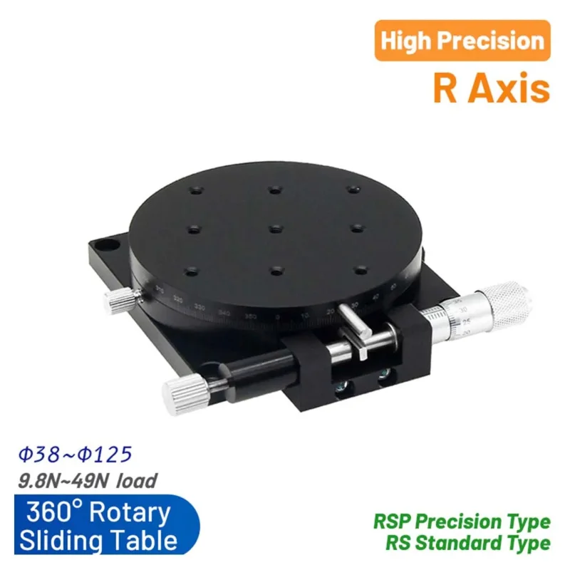 R Axis 60mm Manual 360 Degree Heavy Load Rotary Sliding Table Micrometer Precision Adjust Angle Platform Optical RSP60-L